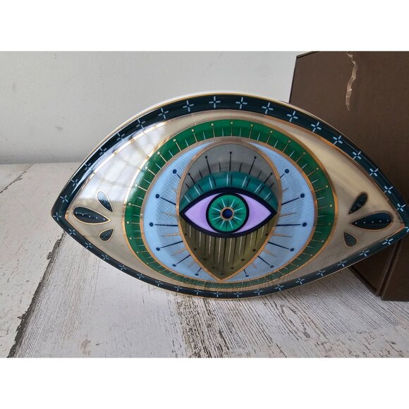 Karma and luck green evil eye positivity ceramic statue figurine unique - Picture 2 of 7